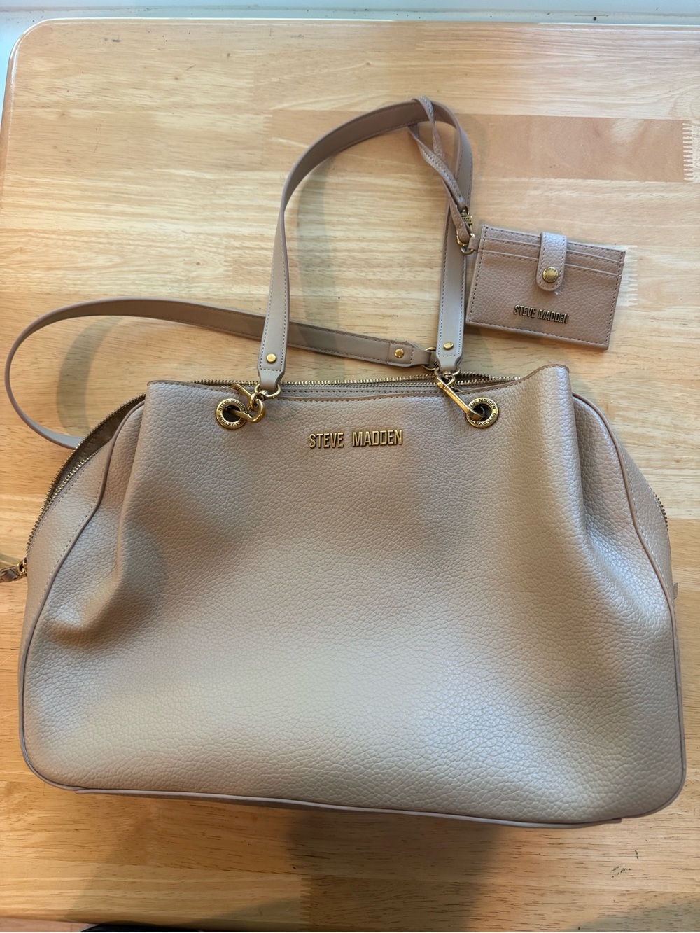 Steve Madden Taupe Tote Bag with Card Holder